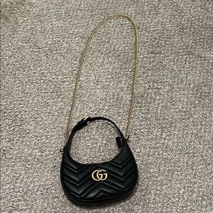 Black mini leather GG purse